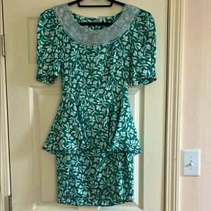 Vintage Green Floral Cocktail Dress